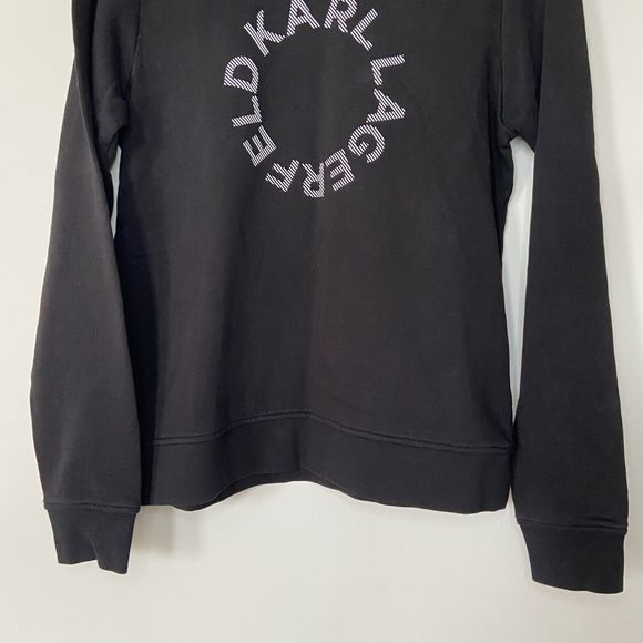 Karl Lagerfeld Paris Black Circle Logo Sweatshirt Jumper UK Size Medium Cotton - Picture 9 of 12